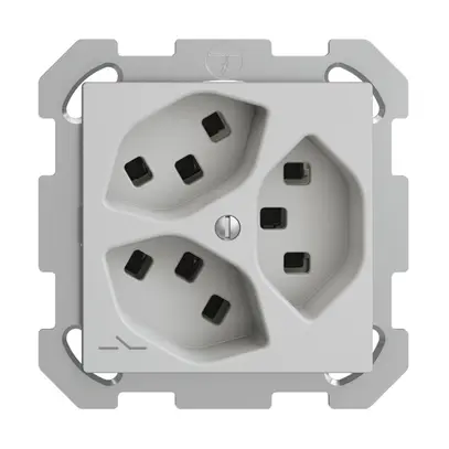 Prise ENC 3×T23 Feller EDIZIOdue FM, 1×séparé, bornes enfichables, gris clair 