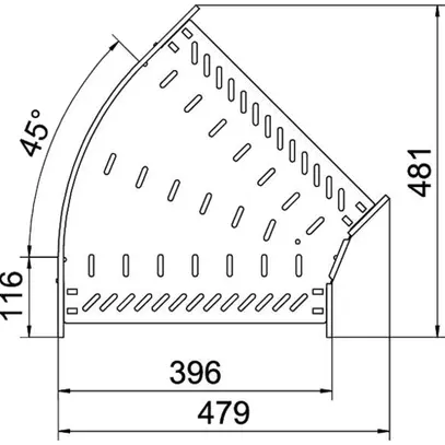 Coude BET RB 45° 60×400mm acier zingué en continu 