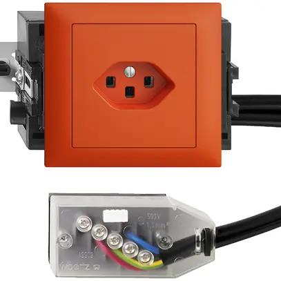 Prise INC EDIZIOdue T23 L1 orange 49…69mm pour câble plat Technofil 