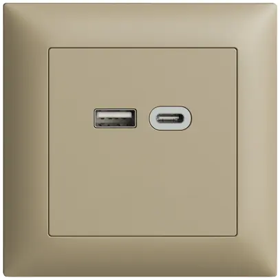 Prise ENC USB 18W type A + type C Feller EDIZIOdue FMI 230V 3600mA sand 