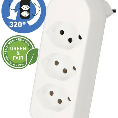 Mehrfach-Stecker MAX HAURI ADAPT SPLIT 10A 3×T13 weiss 