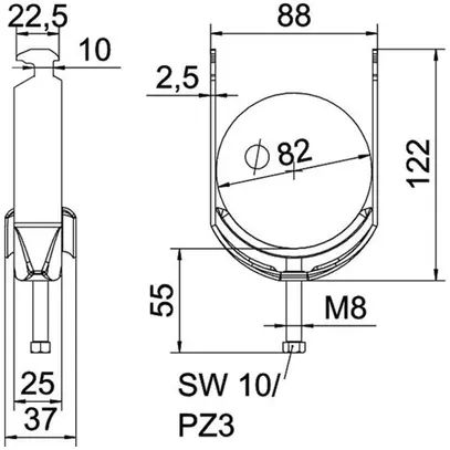 Schnellverleger BET 2056 H-Fuss Metall 76…82mm 1×Kabel Stahl tfZn 