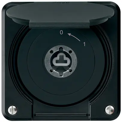 Contatto rotativo a chiave INC robusto IP55 nero coperchio s.cilindro 2P combi 