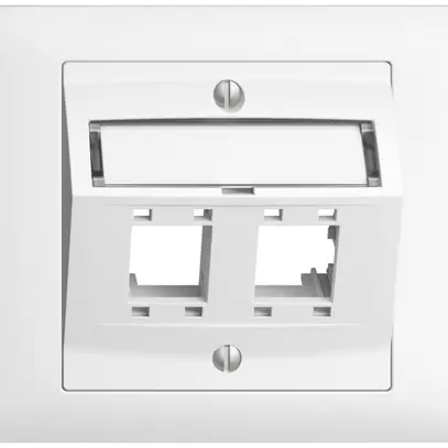 Kit montaggio INC EDIZIOdue BKE, con cappa di uscita obliqua, per 2×RJ45, bianco 