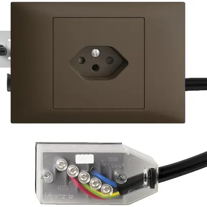 Prise INC EDIZIOdue T13 L1 coffee 45…69mm pour câble plat Technofil 