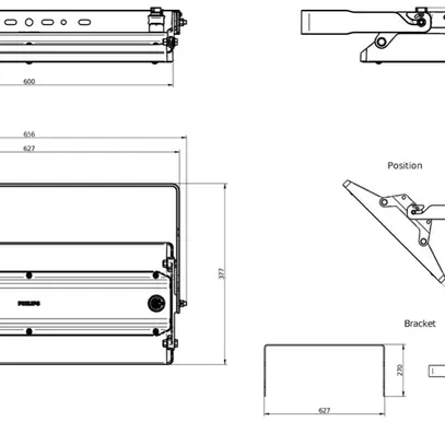 Projecteur de salle LED GentleSpace 108W 17000lm 840 IP65 WB DALI 377×656 
