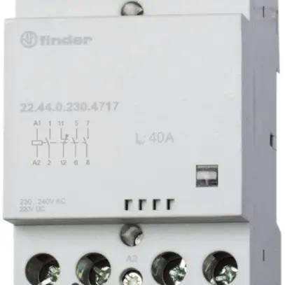 Contattore AMD Finder 22.44, 3Ch+1R 40A/12VUC AgSnO2, indicatore, 3UM 