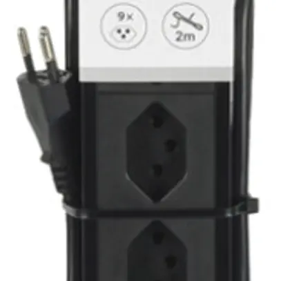 Presa multipla PRINCIPIO 9×tipo 13 orizzontale cavo 2m interruttore nero 