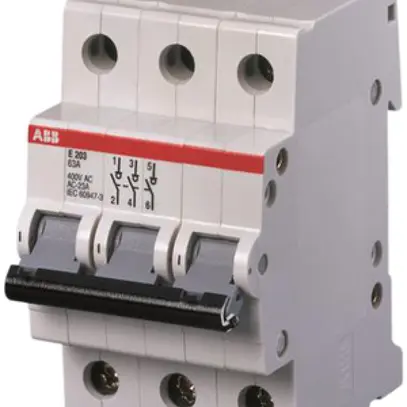 REG-Ausschalter ABB E203, 63A 3L 3S, Kipphebel grau, 3TE, "0-I" 