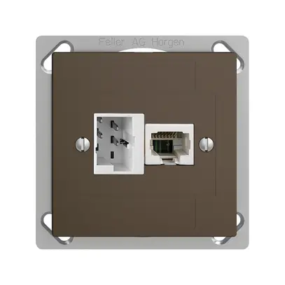 Prise INC 1×T+T,1×RJ45/u 4P EDIZIOdue ITplus ITM coffee 