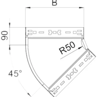 Coude 45° Bettermann RBM 60×200mm zingué en continu 