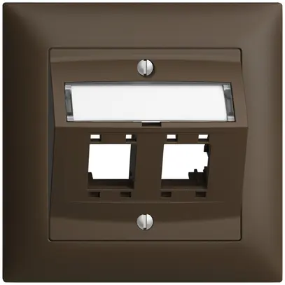 Kit montaggio ENC EDIZIOdue, con cappa di uscita obliqua, per 2×RJ45, coffee 