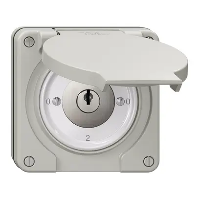 NUP-Drehschalter NEVO, 2/2L, mit Schloss&2 Schlüsseln, KS, 0-1-0-2, lichtgrau 