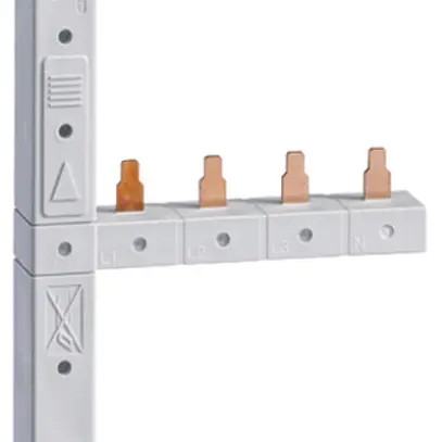 Peigne de raccordement Hager 4P 3L goupille 10mm² 63A G/D L1L2L3N>L1L2L3N 3 niv. 
