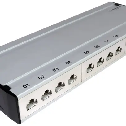 Patch box mini 12×RJ45 cat.6 STP, gris aluminium, blindé 