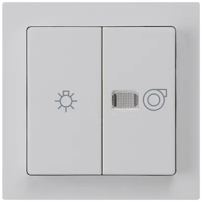 Interruttore luminoso kallysto 1/1L grigio chiaro c.simbolo illuminaz.+ventilaz. 