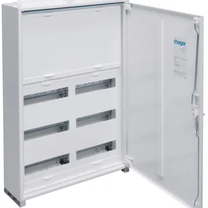 Distributore AP Hager univers 5-file 72UM coperchio IP44 550×800×160mm 