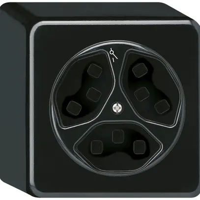 Presa AP Hager basico 3×tipo 23 1×S Q nero 