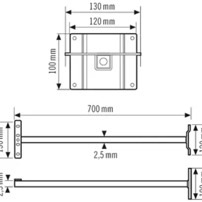 Fixation murale ESYLUX pour projecteur LED AFL et OFL Sun, 700×40×40mm, noir 