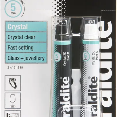 Colle à deux composants Araldite Crystal tubes individuels 300s 2×15ml 