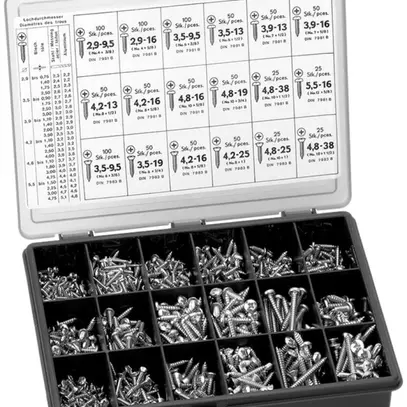 Assortiment de vis de tôle 18 dimensions 