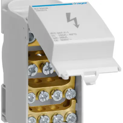 Bloc répartiteur Hager 160A 1L 2×25…70mm² + 3×2.5…25mm²+ 8×1.5…16mm² 