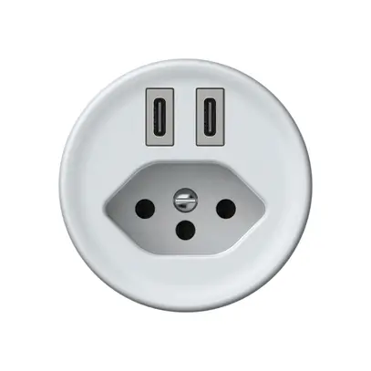 Presa di carica USB origin 2×USB-C 3000mA 5V con tipo 13 bianco 