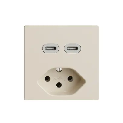 Presa USB 2×tipo C + tipo 13 Feller EDIZIOdue F 230V 3000mA crema 