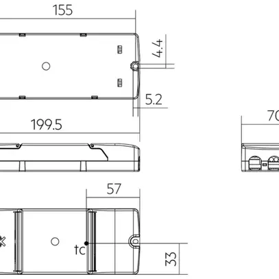 Alimentazione LED Tridonic LC 2.7…12.5W 54V 50…300mA DALI DSI REG 200×70mm 