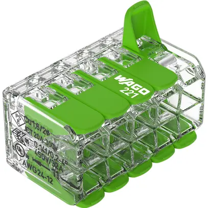 Borne de connexion WAGO Green Range 10L 0.2…4mm² avec levier vert transparent 
