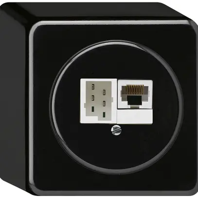 Scatola di raccordo AP basico 1×RJ45u+1×TT83 nero 
