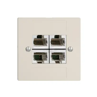 Insert pour prise de raccordement ENC 4×RJ45/s 4P sép.EDIZIOdue crema ITplus 