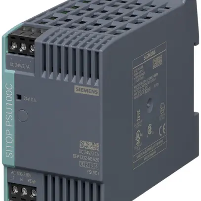 Stromversorgung Siemens SITOP PSU100C, IN:120…230VAC(110…300VDC), OUT:24VDC/3.7A 
