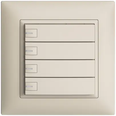 Poussoir univ. ENC 4×1t bornes enf. EDIZIOdue crema, avec LED 