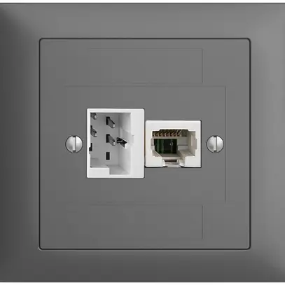 Prise INC 1×T+T,1×RJ45/u 4P EDIZIOdue ITplus ITM gris foncé 