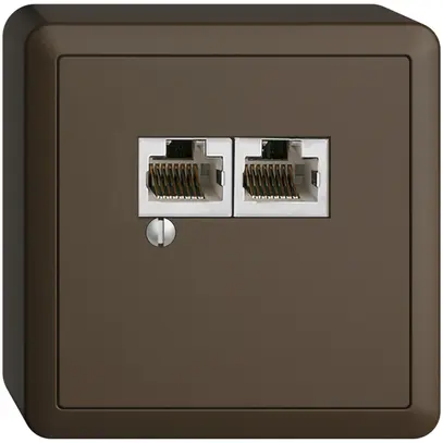 Scatola AP 2×RJ45/s 8P par. EDIZIOdue R&M swissline coffee 