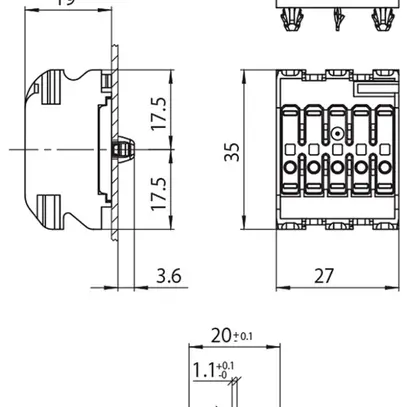 Morsetto di connessione 5P 0.5…2.5mm² messa a terra innesto iscrizione bi 