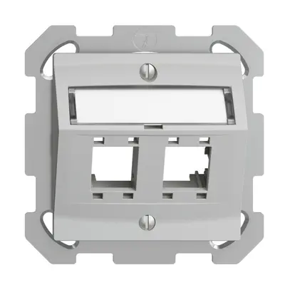 UP-Montageset EDIZIOdue, mit Schrägauslasshaube, für 2×RJ45, hellgrau 