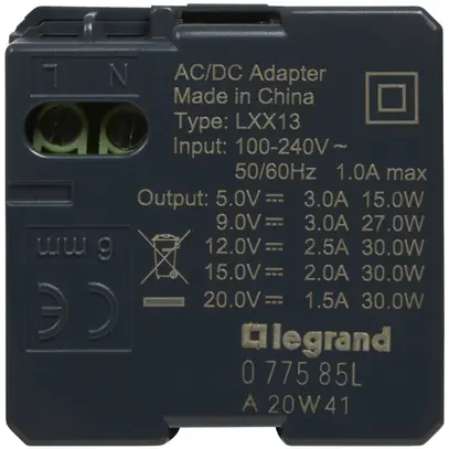 Presa di ricarica USB MOS 1×tipo-C 3A 30W 2 moduli bianco 
