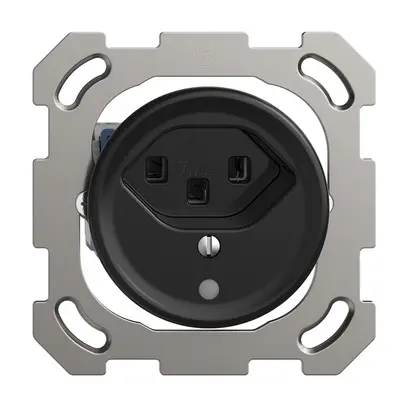 Presa INC Sdue QM, 1×tipo 23, con LED, con piastra di fissaggio, nero 