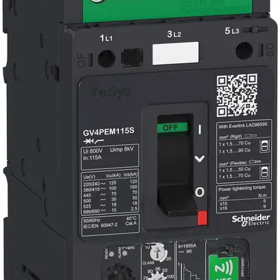 Démarreur moteur Tesys GV4PEM50B, 50A, multifonction, 25KA 