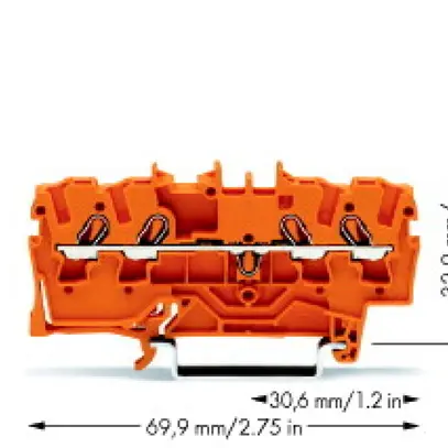 Morsetto di passaggio WAGO Top Job-S 2.5mm² 4L arancione serie 2002 