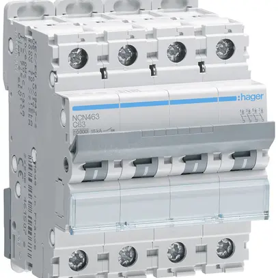 Disgiuntore Hager MCB 4P 415V tipo C 63A Icn 10kA Icu 15 kA 4UM 