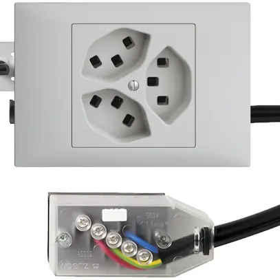 Presa INS 3×T23 16A grigio chiaro 53mm L3 EDIZIOdue per Technofil 
