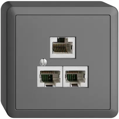 Boîte AP 3×RJ45/s 4P sép.gris foncé EDIZIOdue R&M swissline 