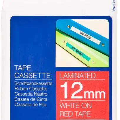 Cassette ruban Brother TZe 12mm×8m, rouge/blanc 