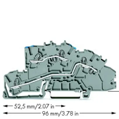 Borne à étage d'instalat.WAGO 2.5mm² N/L gris 