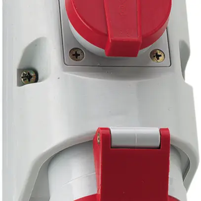 AP-Steckdose Komb.CEE Bals 5P 16A 400V 6h rot IP44 vernickelt T25 