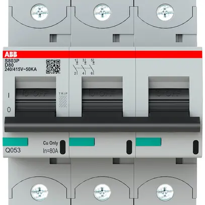 Disgiuntore ABB S803P-D80 3P 400V D-80A 50kA 4.5UM 