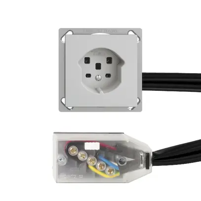 Prise INC EDIZIOdue T25 gris clair, pour câble plat Technofil 